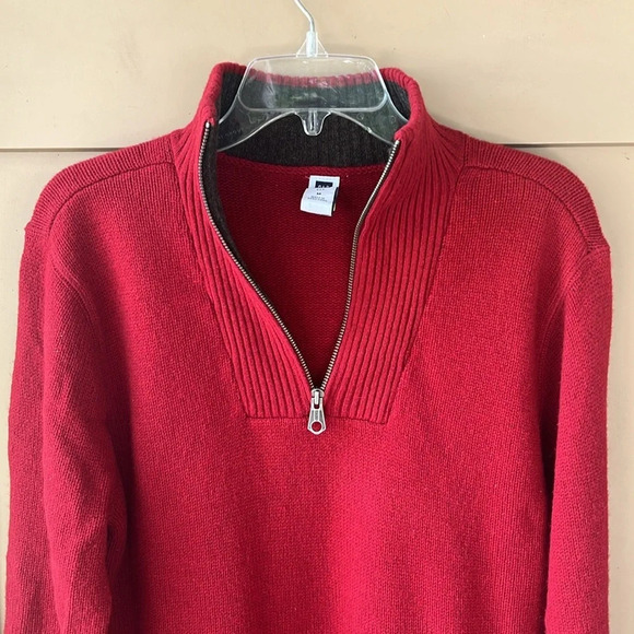 Gap Factory Vintage Red Lambswool Quarter Zip Pullover Sweater Sz M - Picture 2 of 10